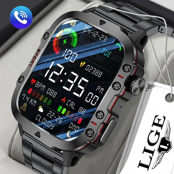 LIGE Smartwatch: 1.96" Screen, Bluetooth Call, Fitness Waterproof
