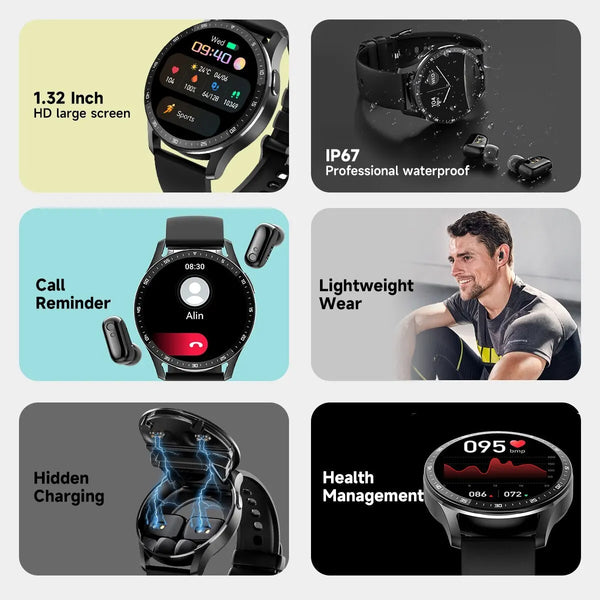 X7 Smartwatch: TWS Bluetooth Earphone with Health Monitoring